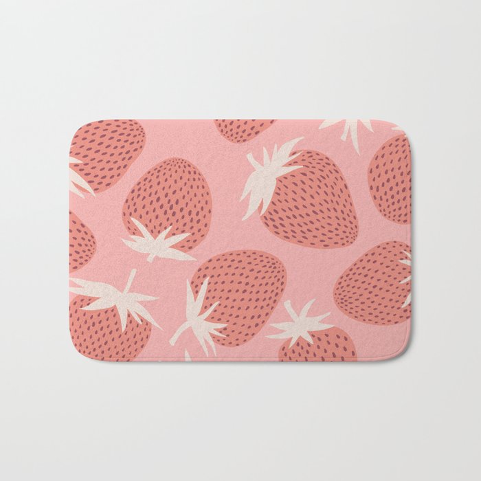 Pink Strawberries Bath Mat Gallery Image 1