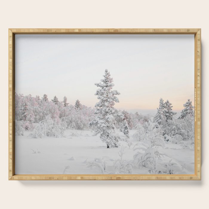 Snow Landscape "Winter Wonderland in Lapland" Wanderlust Travel Photography Serving Tray Gallery Image 1