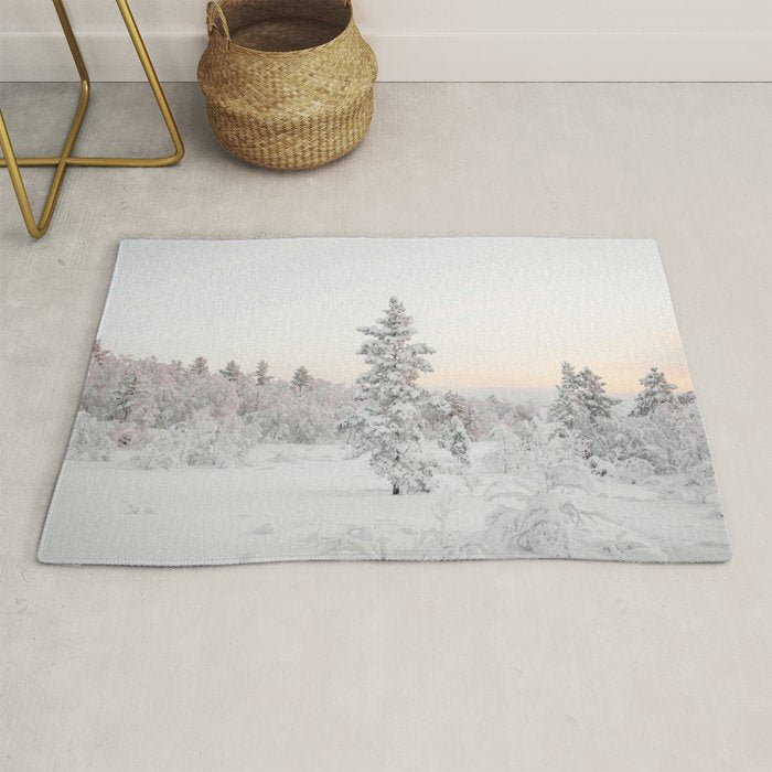 Snow Landscape "Winter Wonderland in Lapland" Wanderlust Travel Photography Rug Gallery Image 1
