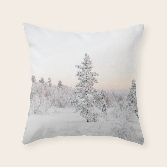 Snow Landscape "Winter Wonderland in Lapland" Wanderlust Travel Photography Throw Pillow Gallery Image 1