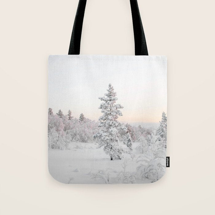 Snow Landscape "Winter Wonderland in Lapland" Wanderlust Travel Photography Tote Bag Gallery Image 1