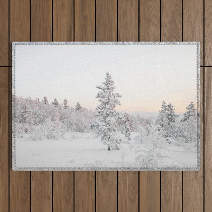 Snow Landscape "Winter Wonderland in Lapland" Wanderlust Travel Photography Outdoor Rug Gallery Image 1