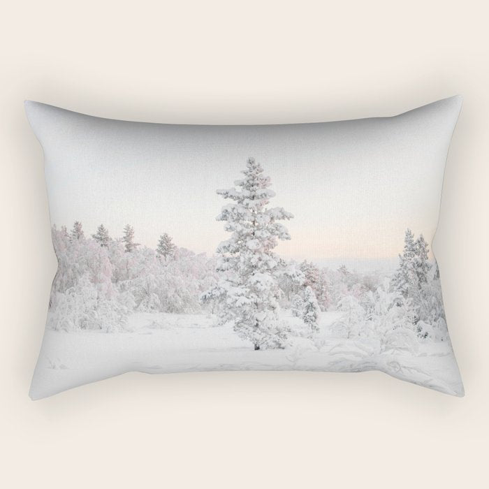 Snow Landscape "Winter Wonderland in Lapland" Wanderlust Travel Photography Rectangular Pillow Gallery Image 2