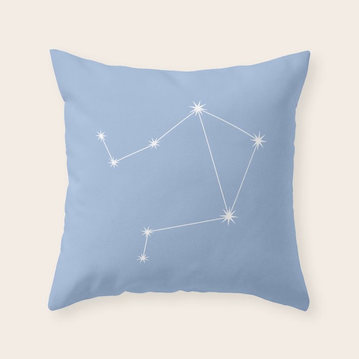 Libra Zodiac Star Constellation Line Art Sky Blue Throw Pillow Gallery Image 6