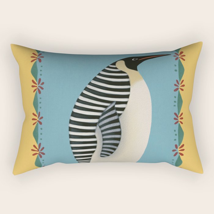 Striped Penguin Rectangular Pillow Gallery Image 2