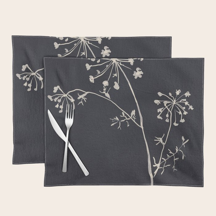 Minimalist Wild Plant 6 Black And White Placemat Gallery Image 1