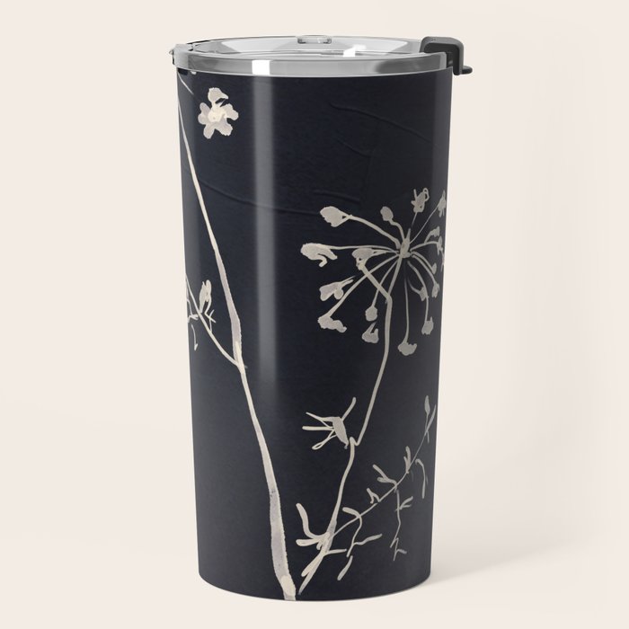 Minimalist Wild Plant 6 Black And White Travel Mug Gallery Image 2