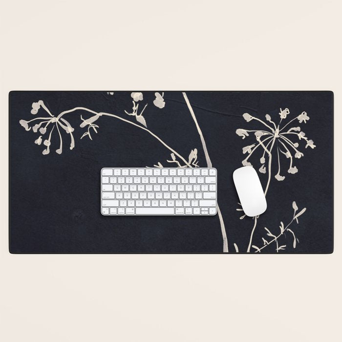 Minimalist Wild Plant 6 Black And White Desk Mat Gallery Image 1