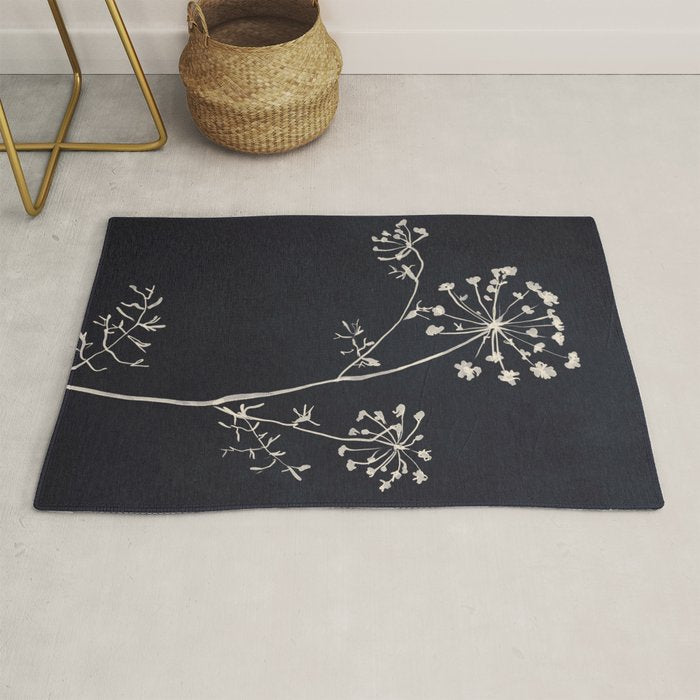 Minimalist Wild Plant 6 Black And White Rug Gallery Image 1