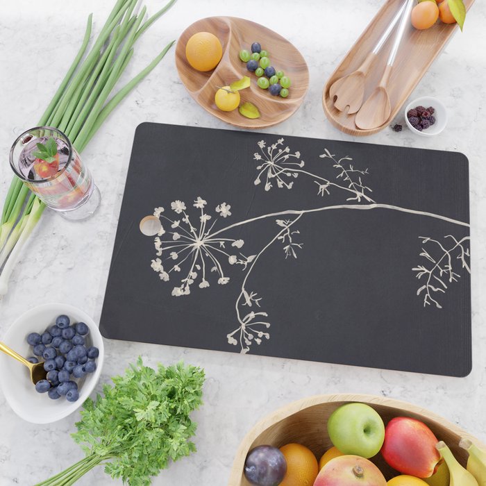 Minimalist Wild Plant 6 Black And White Cutting Board Gallery Image 2