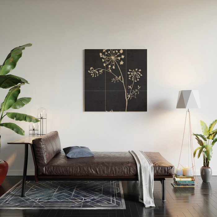 Minimalist Wild Plant 6 Black And White Wood Wall Art Gallery Image 2