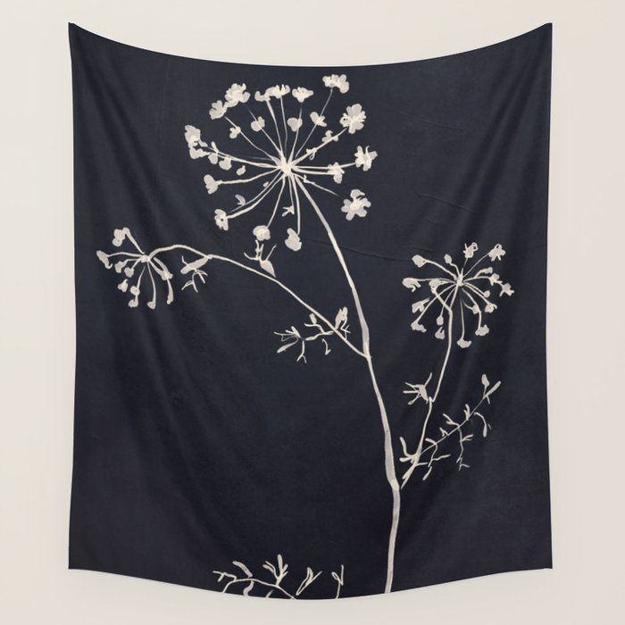 Minimalist Wild Plant 6 Black And White Wall Tapestry Gallery Image 4