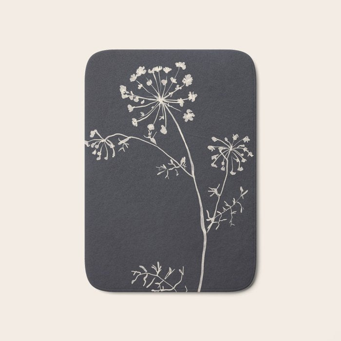 Minimalist Wild Plant 6 Black And White Bath Mat Gallery Image 1