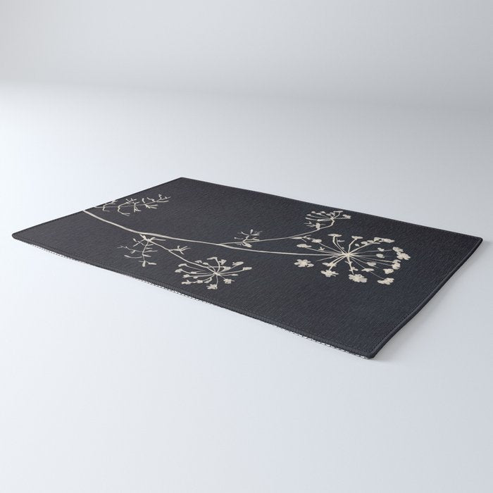 Minimalist Wild Plant 6 Black And White Rug Gallery Image 3
