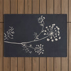 Minimalist Wild Plant 6 Black And White Outdoor Rug Gallery Image 1