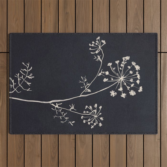 Minimalist Wild Plant 6 Black And White Outdoor Rug Gallery Image 1