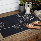 Minimalist Wild Plant 6 Black And White Outdoor Rug Gallery Image 2