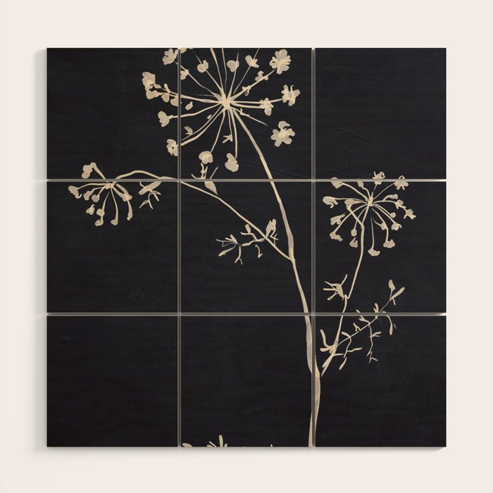 Minimalist Wild Plant 6 Black And White Wood Wall Art Gallery Image 1
