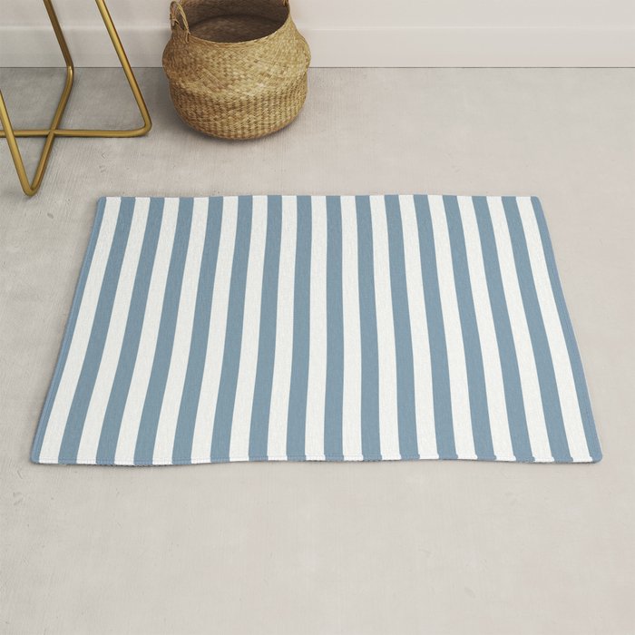 Light Blue & White Simple Stripe Rug Gallery Image 1