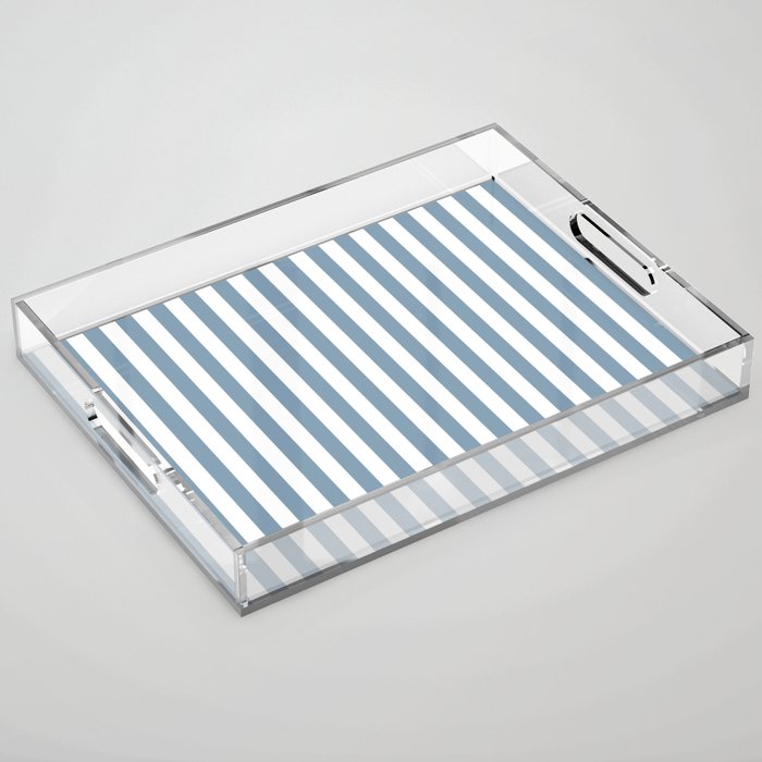 Light Blue & White Simple Stripe Acrylic Tray Gallery Image 1