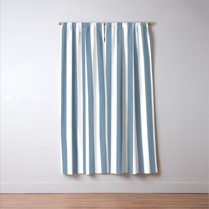 Light Blue & White Simple Stripe Window Curtain Gallery Image 3