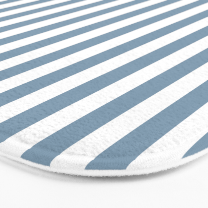 Light Blue & White Simple Stripe Bath Mat Gallery Image 3