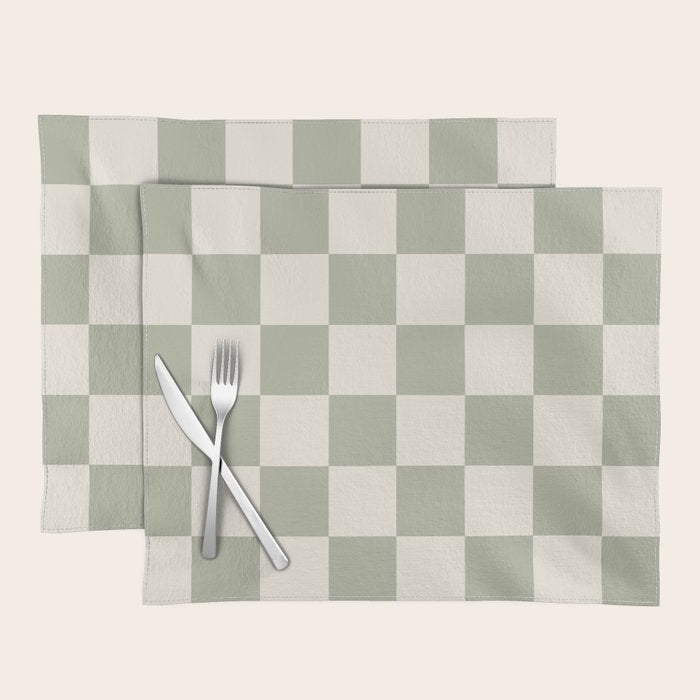 Checkered (Sage Cream) Placemat Gallery Image 1