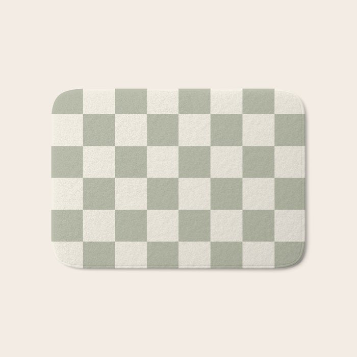 Checkered (Sage Cream) Bath Mat Gallery Image 1