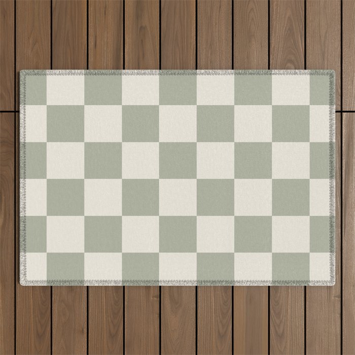Checkered (Sage Cream) Outdoor Rug Gallery Image 1