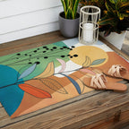 Modern abstract leaves line art 12 Outdoor Rug Gallery Image 2