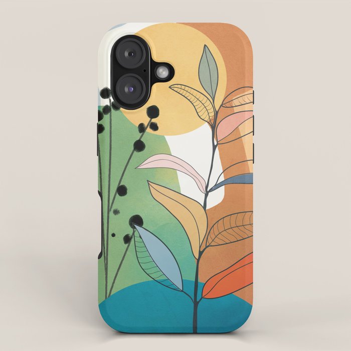 Modern abstract leaves line art 12 iPhone Case Gallery Image 1