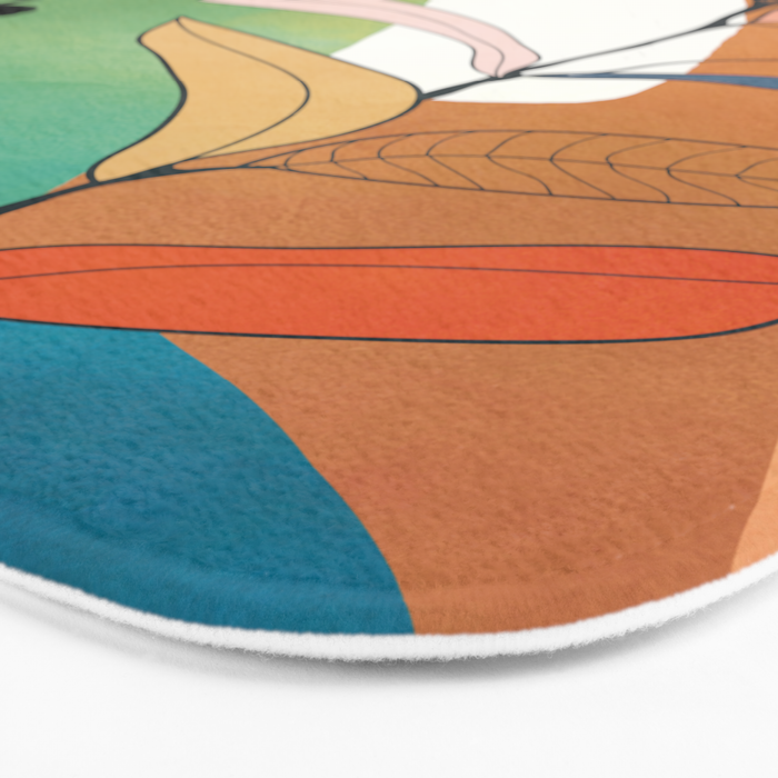 Modern abstract leaves line art 12 Bath Mat Gallery Image 3