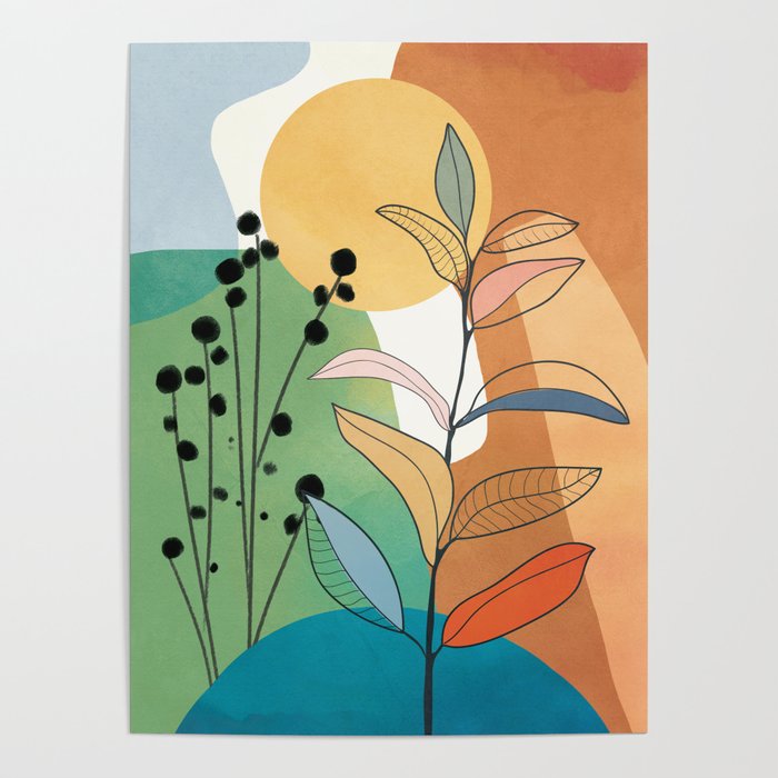 Modern abstract leaves line art 12 Poster Gallery Image 4