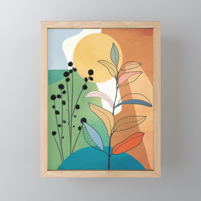 Modern abstract leaves line art 12 Mini Art Print Gallery Image 1
