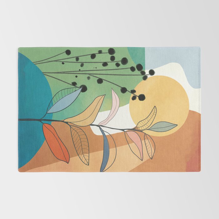 Modern abstract leaves line art 12 Rug Gallery Image 2