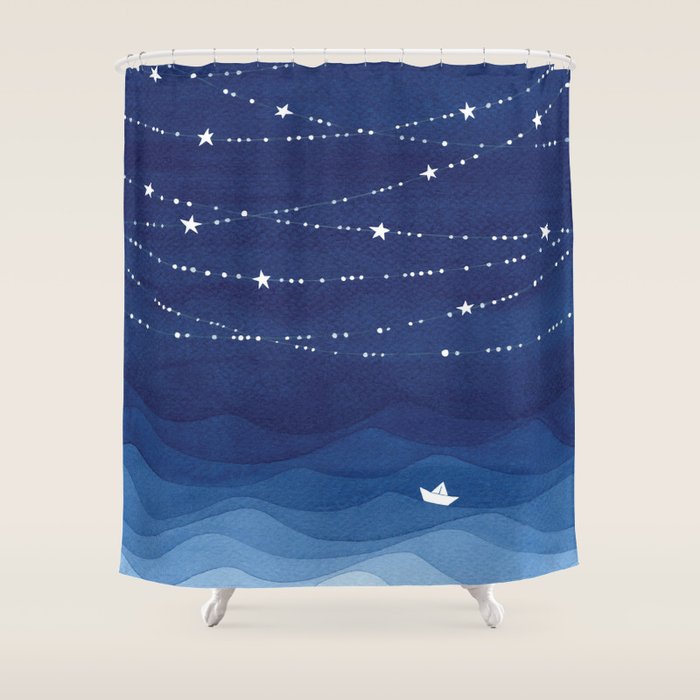 Garland of Stars IV, night sky Shower Curtain Gallery Image 1