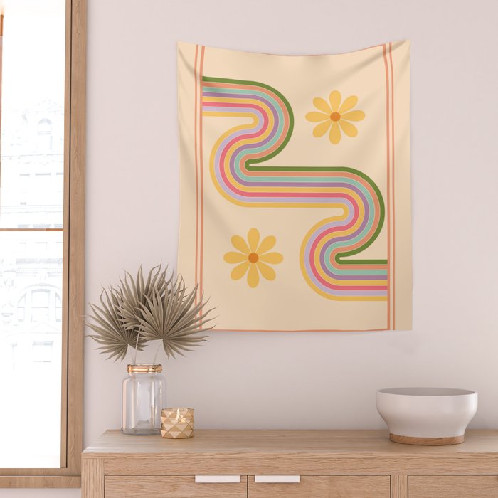 Floral Geometry 7 Wall Tapestry Gallery Image 2