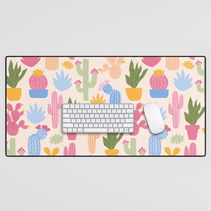 Cactus Garden - pastel Desk Mat Gallery Image 1