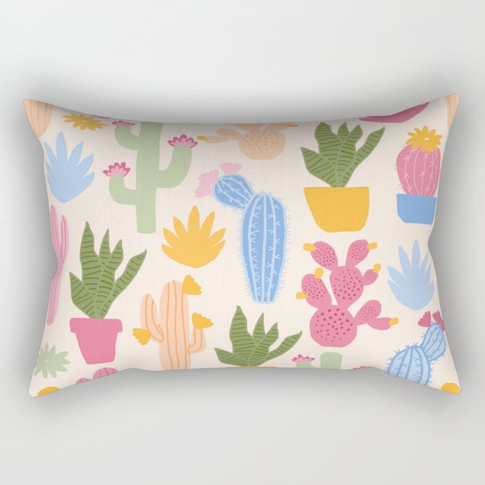 Cactus Garden - pastel Rectangular Pillow Gallery Image 1