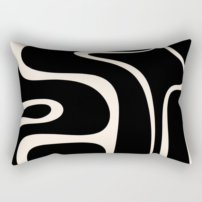 Copacetic Retro Abstract Black and Almond Cream Rectangular Pillow Gallery Image 1