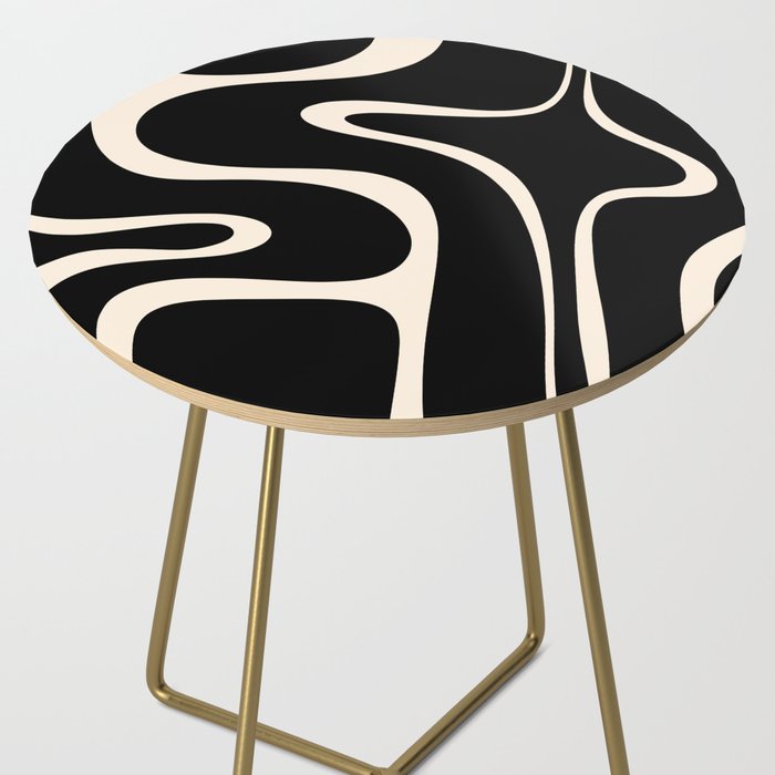 Copacetic Retro Abstract Black and Almond Cream Side Table Gallery Image 2