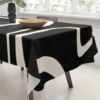 Copacetic Retro Abstract Black and Almond Cream Tablecloth Gallery Image 3