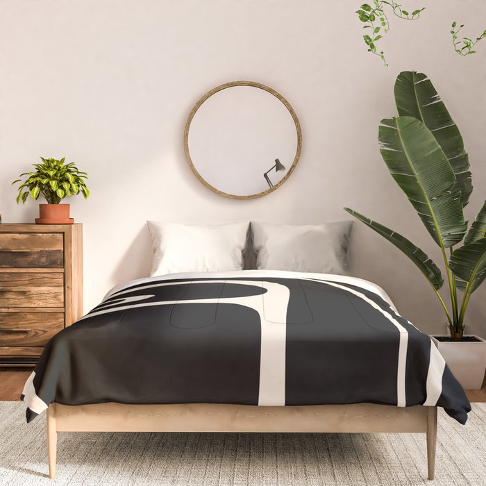 Copacetic Retro Abstract Black and Almond Cream Comforter Gallery Image 3