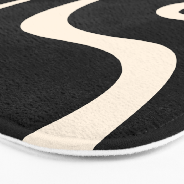 Copacetic Retro Abstract Black and Almond Cream Bath Mat Gallery Image 3