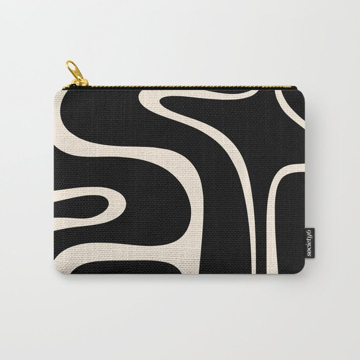 Copacetic Retro Abstract Black and Almond Cream Carry All Pouch Gallery Image 1