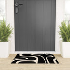 Copacetic Retro Abstract Black and Almond Cream Welcome Mat Gallery Image 3