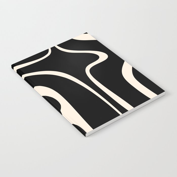 Copacetic Retro Abstract Black and Almond Cream Notebook Gallery Image 2