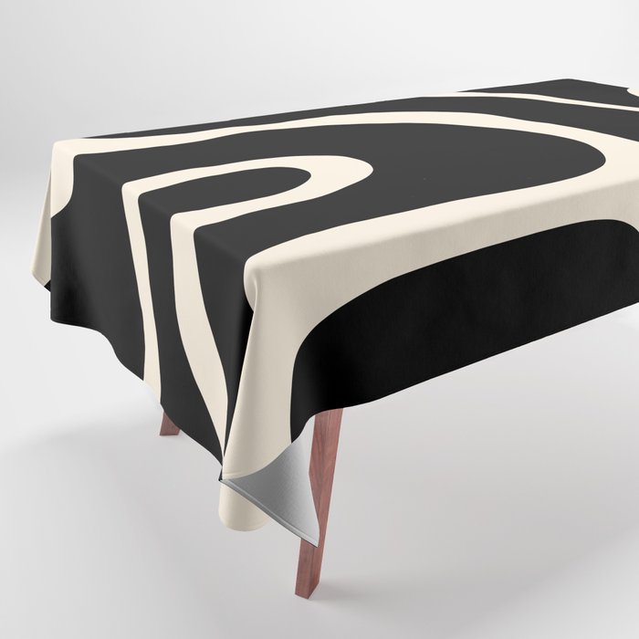 Copacetic Retro Abstract Black and Almond Cream Tablecloth Gallery Image 1