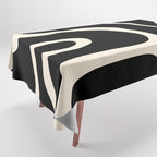 Copacetic Retro Abstract Black and Almond Cream Tablecloth Gallery Image 1