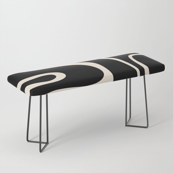 Copacetic Retro Abstract Black and Almond Cream Bench Gallery Image 1